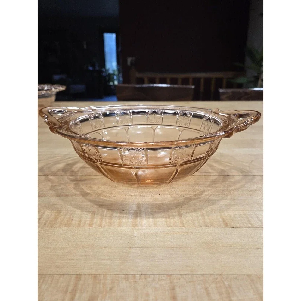 Vintage Jeannette Doric Pink Depression Glass 2 Handle Serving Bowl 10 inch